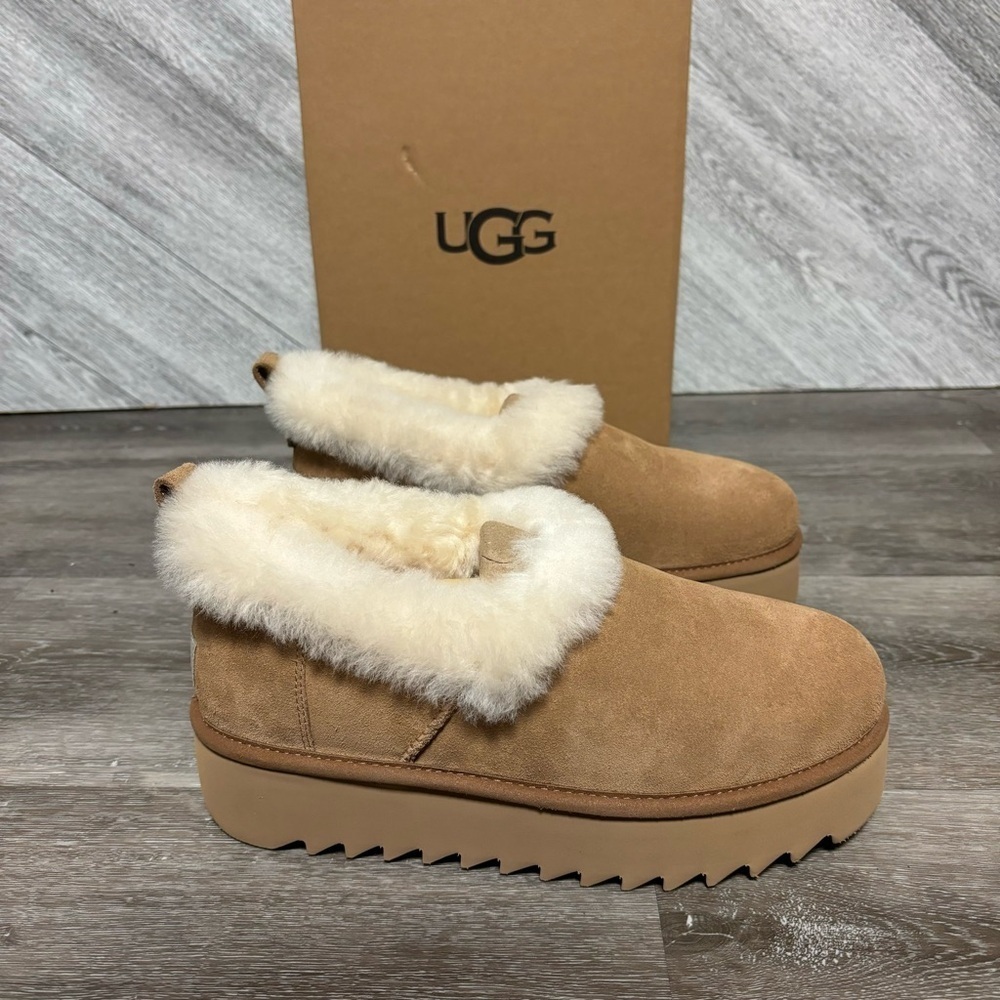Ugg | Nita Platform Ultra Mini Bootie Slippers Chestnut New In Box